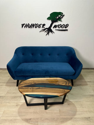 Clear Blue Epoxy River Coffee Table