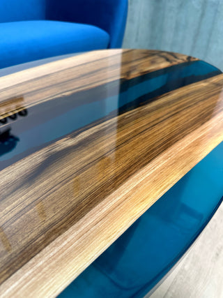 Clear Blue Epoxy River Coffee Table