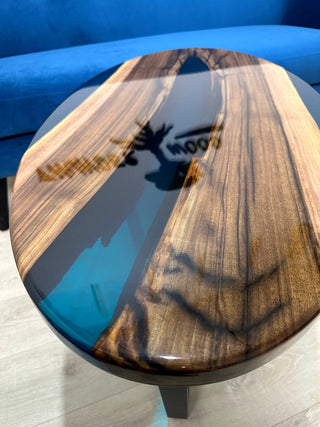 Clear Blue Epoxy River Coffee Table