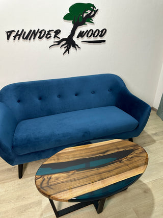 Clear Blue Epoxy River Coffee Table