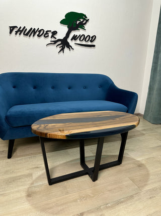 Clear Blue Epoxy River Coffee Table