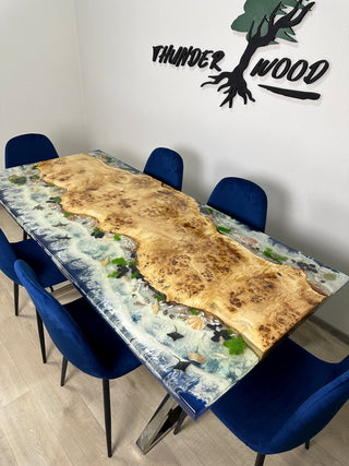 Im Dunkeln leuchtender Unterwasser-Sealife-Esstisch für 6 Sitzplätze