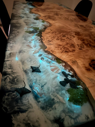Im Dunkeln leuchtender Unterwasser-Sealife-Esstisch für 6 Sitzplätze