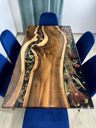 Walnut epoxy dining table