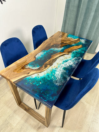 Live Edge Ocean Beach Epoxy Resin Table