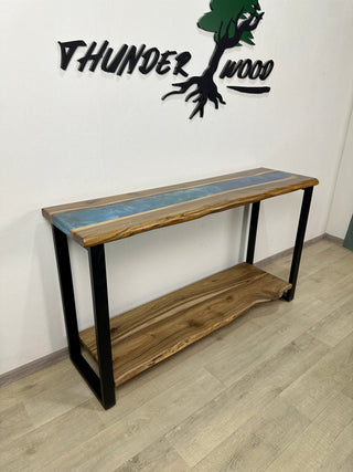 Accent Epoxy River Console Table With Shelf