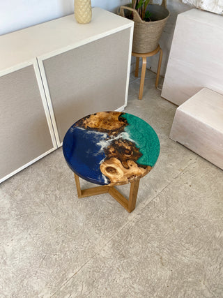 Round Resin Coffee Table with Ocean