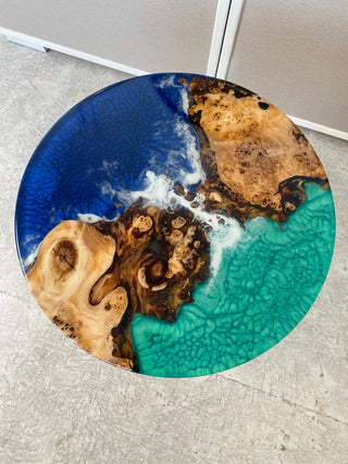 Round Resin Coffee Table with Ocean