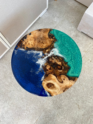 Round Resin Coffee Table with Ocean