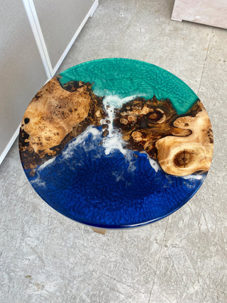 Round Resin Coffee Table with Ocean