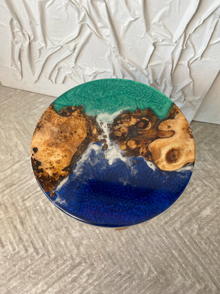 Round Resin Coffee Table with Ocean