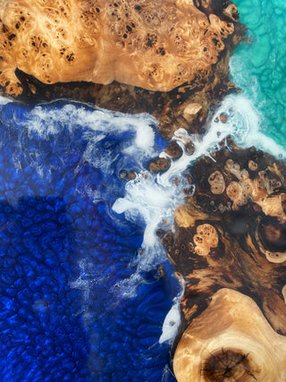 Round Resin Coffee Table with Ocean