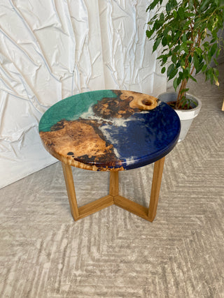 Round Resin Coffee Table with Ocean