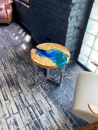 Round Wood and Epoxy Coffee Table