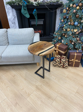 Walnut Resin Round Side Table