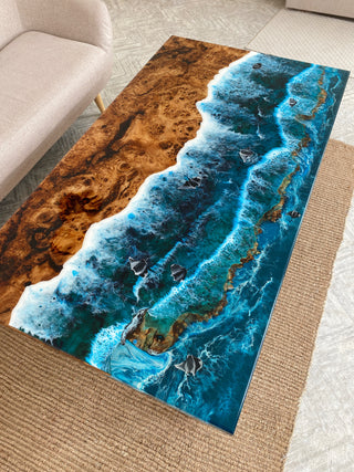 Epoxidtisch mit Strandmotiv