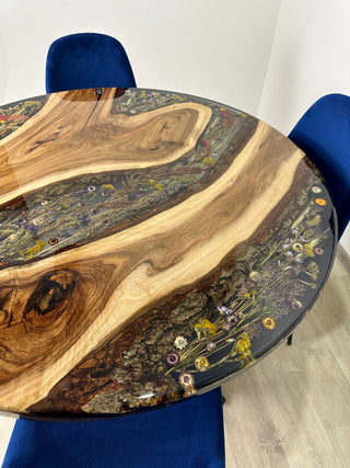 Pressed Flower Round Dining Table