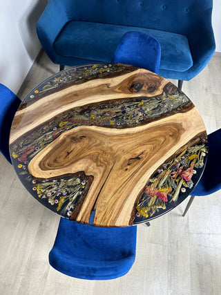 Pressed Flower Round Dining Table