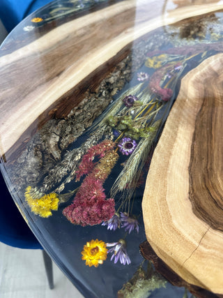 Pressed Flower Round Dining Table