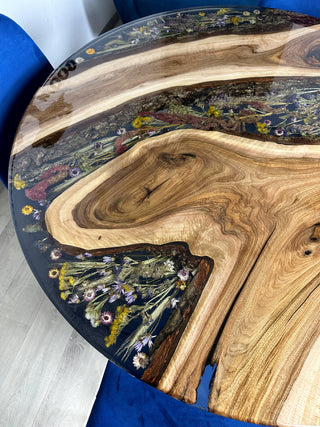 Pressed Flower Round Dining Table