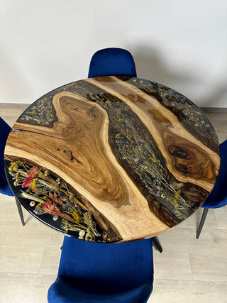 Pressed Flower Round Dining Table