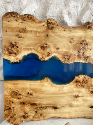 Blue Epoxy River Wooden Headboard