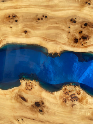 Blue Epoxy River Wooden Headboard