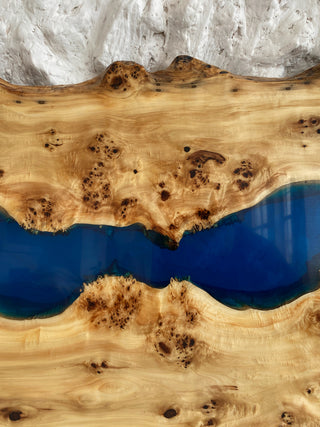 Blue Epoxy River Wooden Headboard