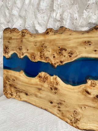 Blue Epoxy River Wooden Headboard
