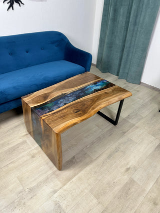 Waterfall Wood and Space Colors Epoxy Table