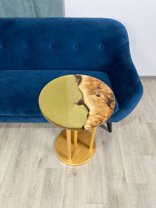 Golden Round Resin Side Table