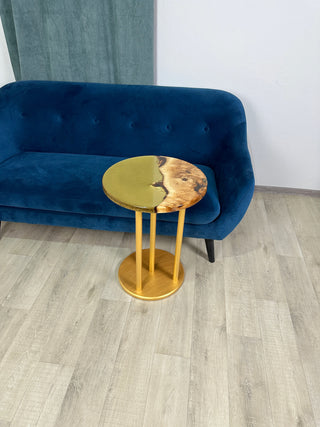 Golden Round Resin Side Table