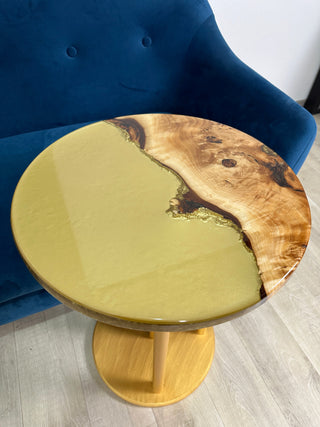 Golden Round Resin Side Table
