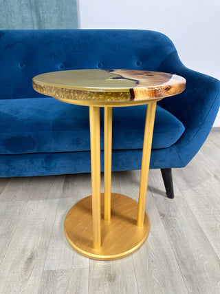 Golden Round Resin Side Table