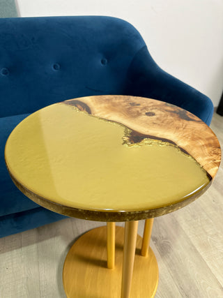 Golden Round Resin Side Table