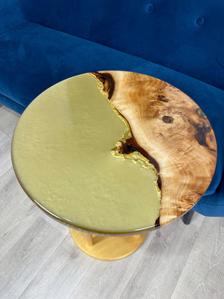 Golden Round Resin Side Table