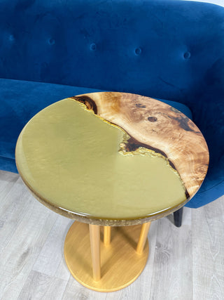 Golden Round Resin Side Table