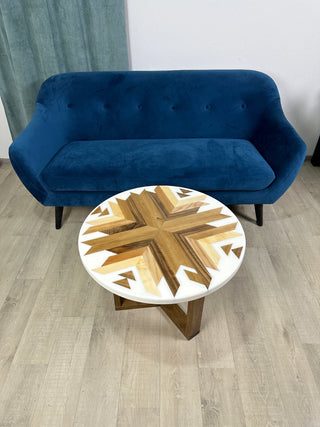 Aztec Round White Epoxy Resin Table