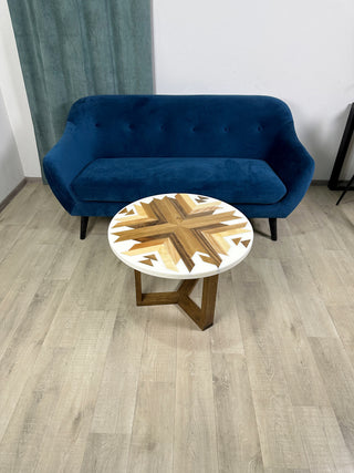 Aztec Round White Epoxy Resin Table