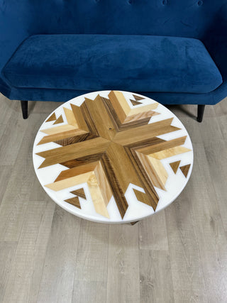 Aztec Round White Epoxy Resin Table