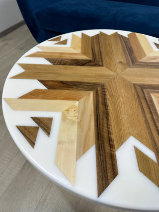 Aztec Round White Epoxy Resin Table