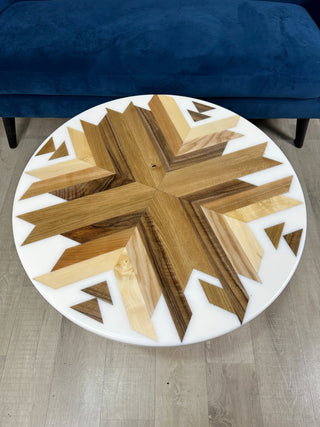 Aztec Round White Epoxy Resin Table