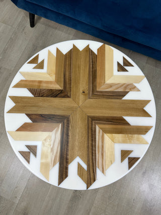 Aztec Round White Epoxy Resin Table