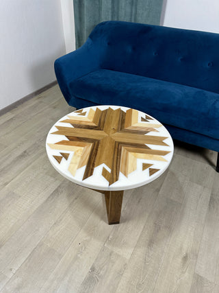Aztec Round White Epoxy Resin Table