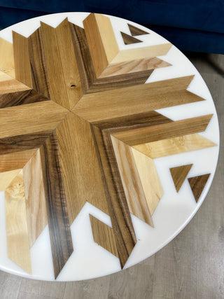 Aztec Round White Epoxy Resin Table