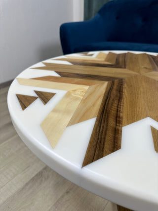 Aztec Round White Epoxy Resin Table