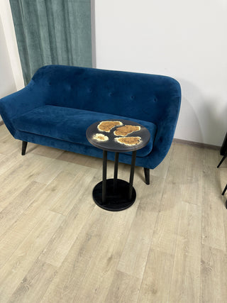 Black round epoxy side table