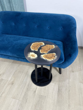 Black round epoxy side table