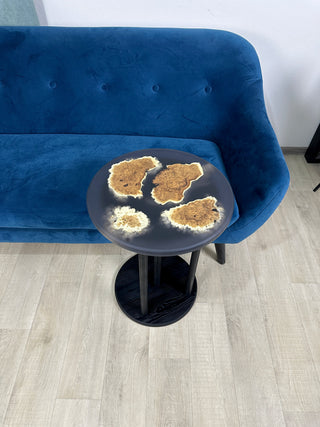 Black round epoxy side table