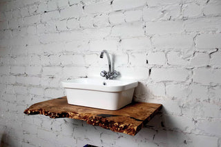 Poplar Wood Bathroom Vanity Live Edge Countertop